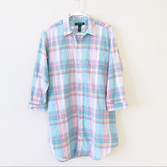 Lauren Ralph Lauren Tops - Lauren Ralph Lauren Pastel Plaid Logo Tunic Top